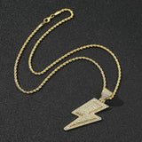 Hip-Hop Zirconia Lightning Bolt Pendant Necklace Necklace Viking Warriors