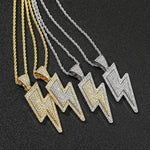 Hip-Hop Zirconia Lightning Bolt Pendant Necklace Necklace Viking Warriors