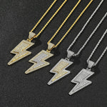 Hip-Hop Zirconia Lightning Bolt Pendant Necklace Necklace Viking Warriors