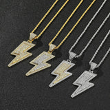 Hip-Hop Zirconia Lightning Bolt Pendant Necklace Necklace Viking Warriors