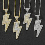 Hip-Hop Zirconia Lightning Bolt Pendant Necklace Necklace Viking Warriors