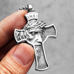 INRI Jesus face Cross Necklace cross necklace Viking Warriors