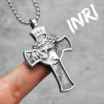 INRI Jesus face Cross Necklace cross necklace Viking Warriors