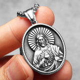 Jesus Heart Cross Christian Amulet Necklaces necklace Viking Warriors