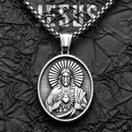 Jesus Heart Cross Christian Amulet Necklaces necklace Viking Warriors