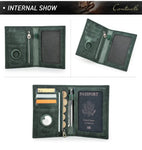 Leather Passport Wallet with Airtag Case – RFID Blocking & Travel Organizer Wallets & Money Clips Viking Warriors