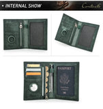 Leather Passport Wallet with Airtag Case – RFID Blocking & Travel Organizer Wallets & Money Clips Viking Warriors