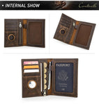 Leather Passport Wallet with Airtag Case – RFID Blocking & Travel Organizer Wallets & Money Clips Viking Warriors