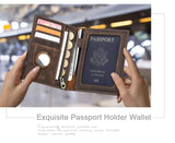 Leather Passport Wallet with Airtag Case – RFID Blocking & Travel Organizer Wallets & Money Clips Viking Warriors