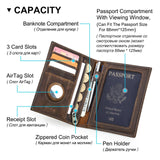Leather Passport Wallet with Airtag Case – RFID Blocking & Travel Organizer Wallets & Money Clips Viking Warriors