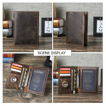 Leather Passport Wallet with Airtag Case – RFID Blocking & Travel Organizer Wallets & Money Clips Viking Warriors
