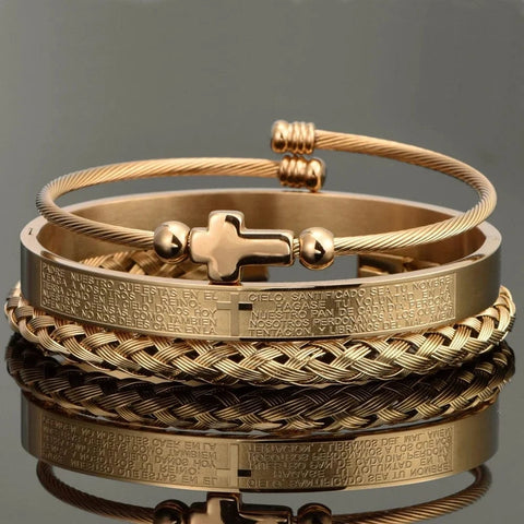 Luxury 3 piece Cross Bracelet Set Bracelets Viking Warriors