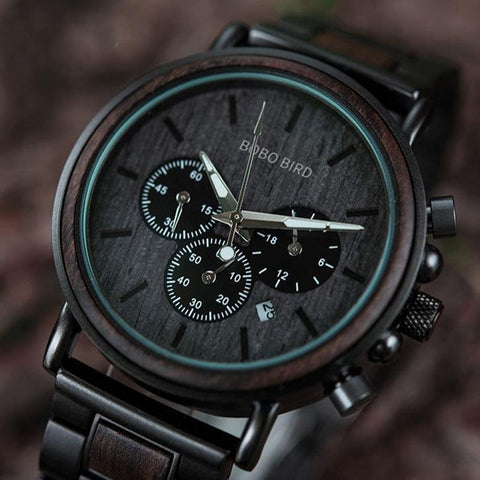 Men's Chronograph Wooden Wristwatch Watches Viking Warriors