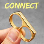 Men's Titanium Steel Double Finger Ring | Punk Rock Hip Hop Style ring Viking Warriors