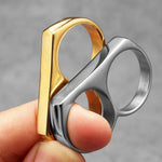 Men's Titanium Steel Double Finger Ring | Punk Rock Hip Hop Style ring Viking Warriors
