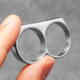 Men's Titanium Steel Double Finger Ring | Punk Rock Hip Hop Style ring Viking Warriors