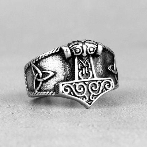 Mjolnir Thor's Hammer Celtic Knot Ring Rings Viking Warriors