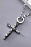 Moissanite Cross Pendant Platinum-Plated Necklace Necklaces Trendsi