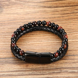 Natural Stone Leather Beaded Bracelet Bracelets Viking Warriors