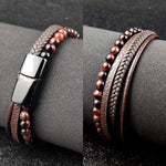 Natural Stone Leather Beaded Bracelet Bracelets Viking Warriors