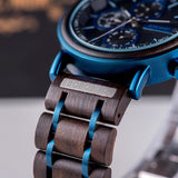 Norse Blue Wooden Chronograph Wristwatch Watches Viking Warriors