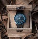 Norse Blue Wooden Chronograph Wristwatch Wood watches Viking Warriors