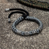 Norse Runes Beads Bracelet Braided Survival Paracord Wristband Bracelet Viking Warriors