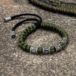 Norse Runes Beads Bracelet Braided Survival Paracord Wristband Bracelet Viking Warriors