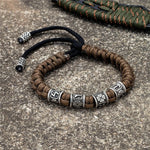Norse Runes Beads Bracelet Braided Survival Paracord Wristband Bracelet Viking Warriors
