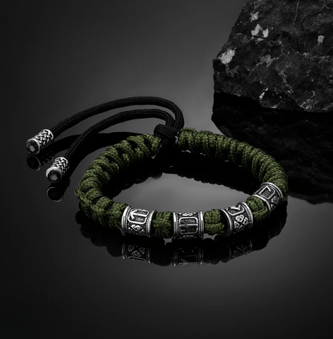Norse Runes Beads Bracelet Braided Survival Paracord Wristband Bracelet Viking Warriors