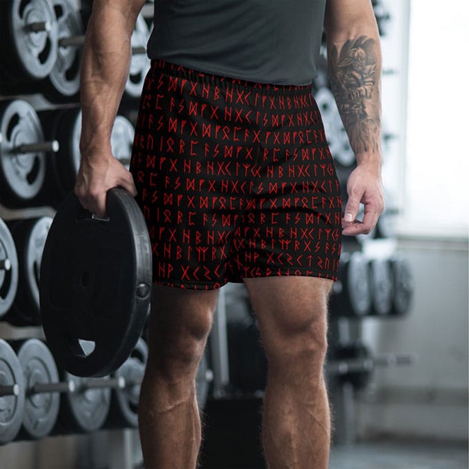 Norse Runes Men's Athletic Long Shorts | Viking Warriors