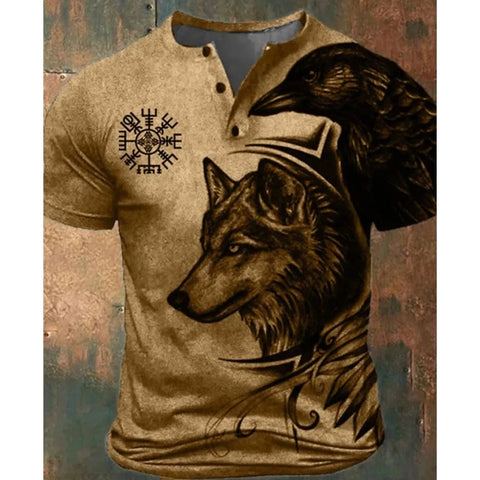 Norse Wolf Button Down T-Shirt Shirts & Tops Viking Warriors