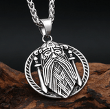 Odin Face Double Sword Pendant Necklace Viking Warriors
