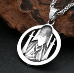 Odin Face Double Sword Pendant Necklace Viking Warriors