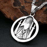 Odin Face Double Sword Pendant Necklace Viking Warriors
