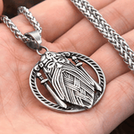 Odin Face Double Sword Pendant Necklace Viking Warriors