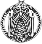 Odin Face Double Sword Pendant Necklace Viking Warriors