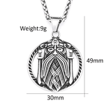 Odin Face Double Sword Pendant Necklace Viking Warriors