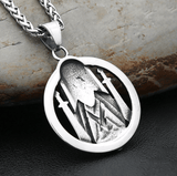 Odin Face Double Sword Pendant Necklace Viking Warriors