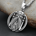 Odin Face Double Sword Pendant Necklace Viking Warriors