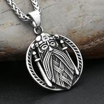 Odin Face Double Sword Pendant Necklace Viking Warriors