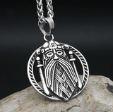Odin Face Double Sword Pendant Necklace Viking Warriors