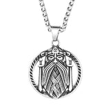 Odin Face Double Sword Pendant Necklace Viking Warriors