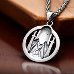 Odin Face Double Sword Pendant Necklace Viking Warriors