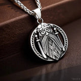 Odin Face Double Sword Pendant Necklace Viking Warriors