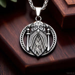 Odin Face Double Sword Pendant Necklace Viking Warriors