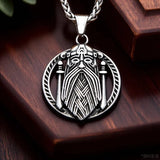 Odin Face Double Sword Pendant Necklace Viking Warriors