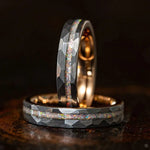 Opal Stone Hammered Steel Couple Rings rings Viking Warriors