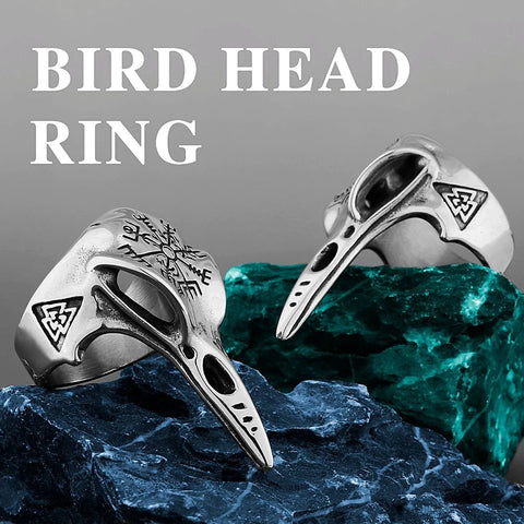 Raven Skull Viking Compass Ring Rings Viking Warriors