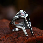 Red Stone Spartan Helmet Ring ring Viking Warriors